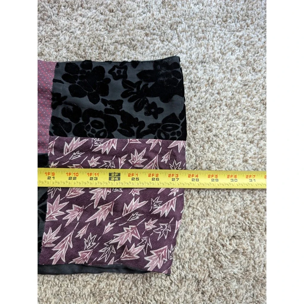 Whimsigoth Patchwork Scarf Women Multicolor Purple Burnout Velvet Silk Mix 90s